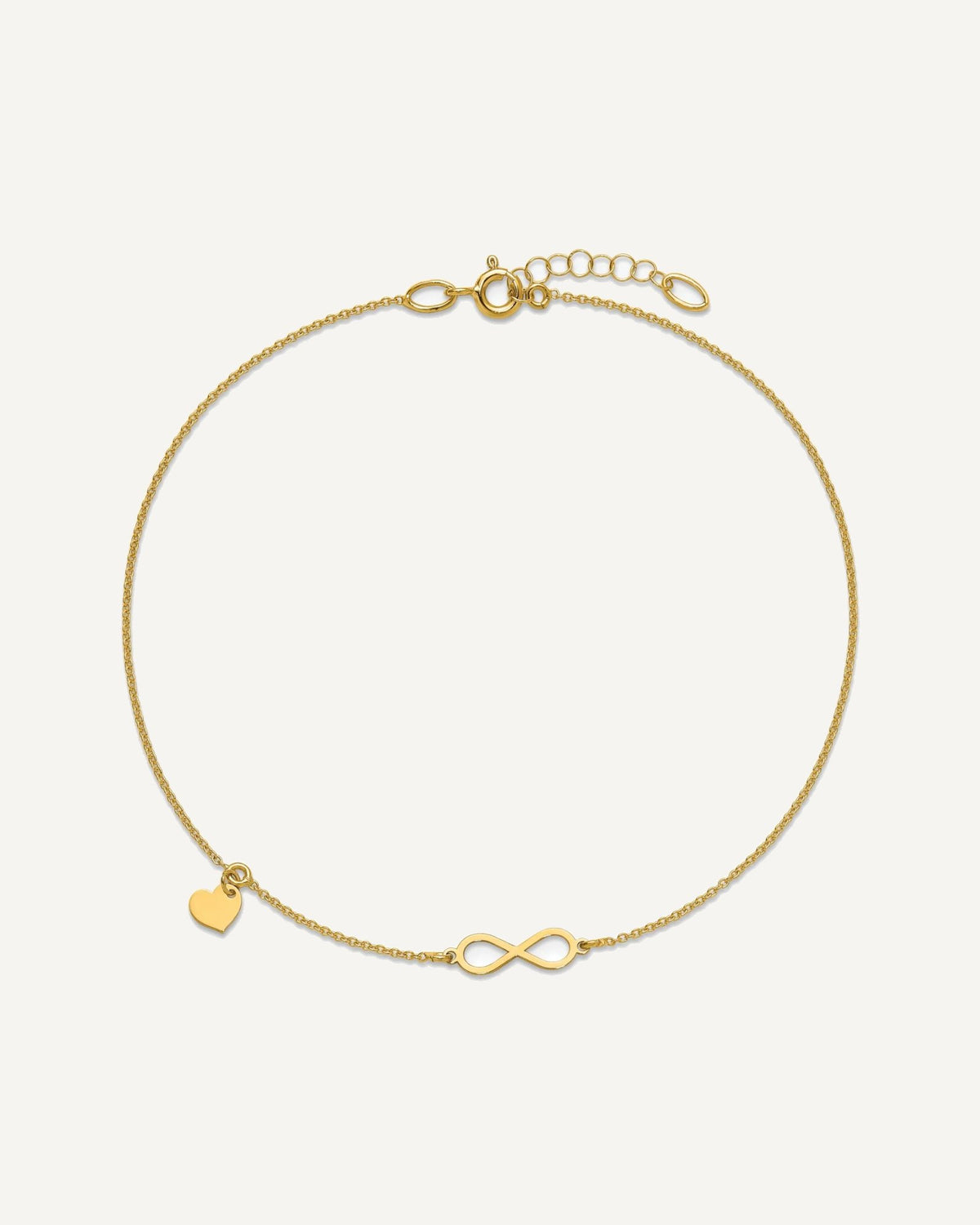 Leslie's 14K Infinity and Dangle Heart 9 inch Plus 1 inch Extender - Total 10 inch Anklet – View 4