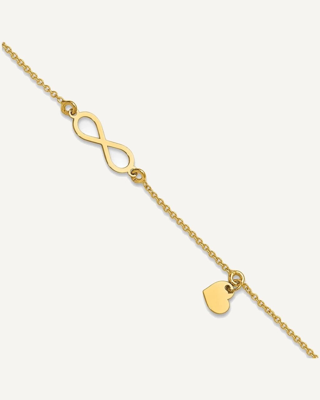 Leslie's 14K Infinity and Dangle Heart 9 inch Plus 1 inch Extender - Total 10 inch Anklet – View 1
