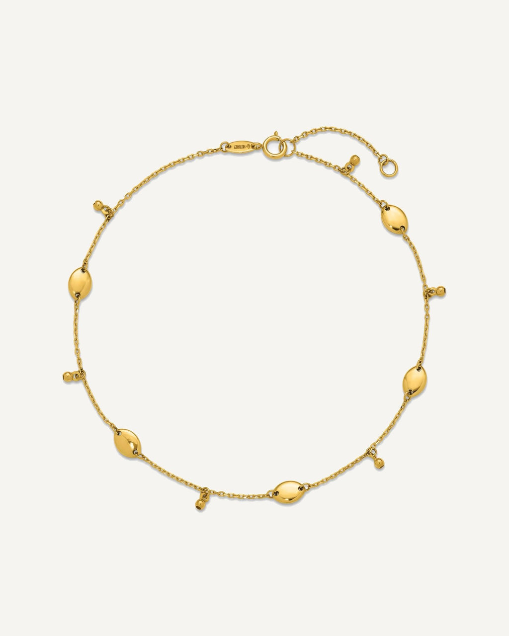 Leslie's 14K Oval and Bead Dangle 9 inch Plus 1 inch Extender - Total 10 inch Anklet – View 4