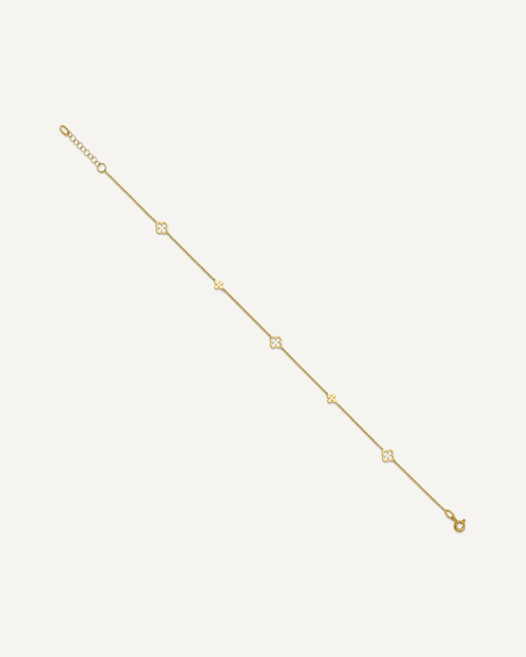 Leslie's 14K Polished Clover 9inch plus 1inch extender Anklet- Total 10 inches – View 2