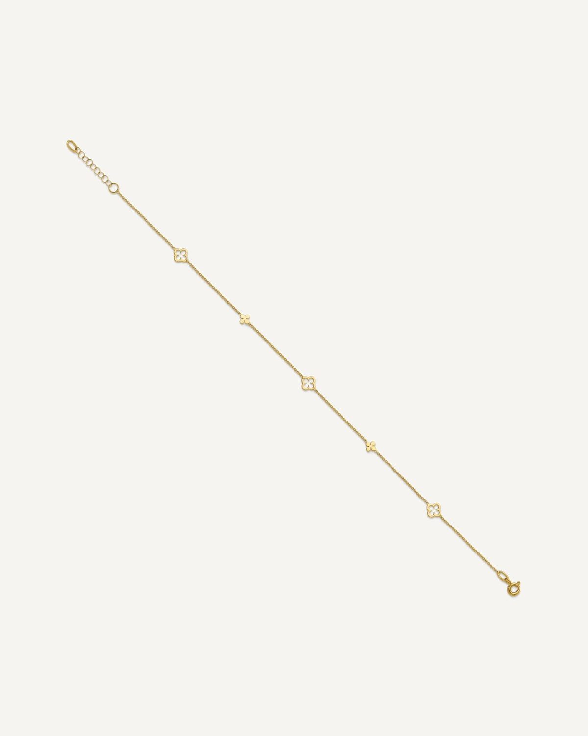 Leslie's 14K Polished Clover 9inch plus 1inch extender Anklet- Total 10 inches – View 2