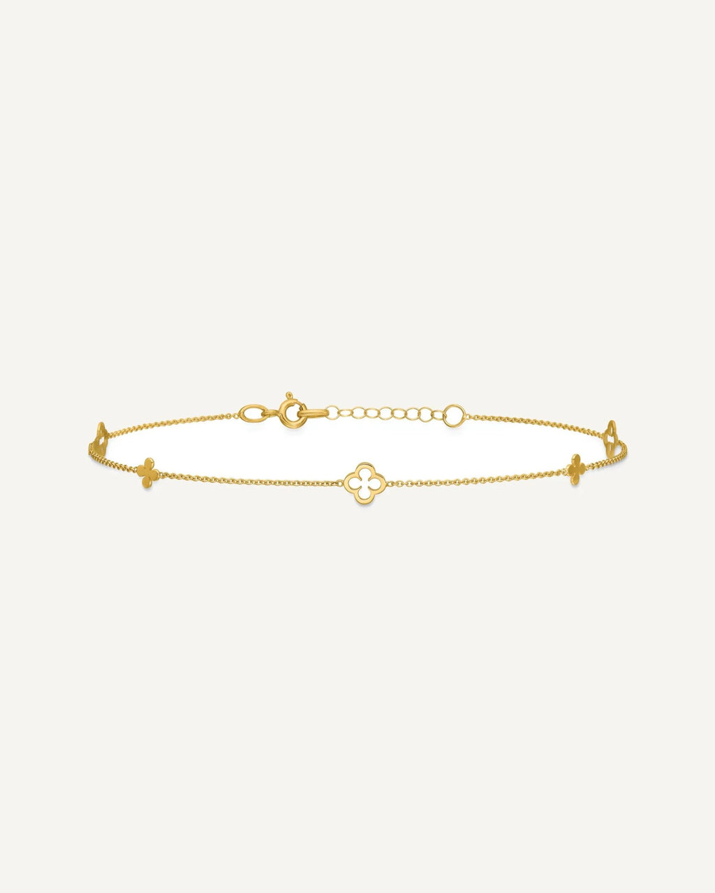 Leslie's 14K Polished Clover 9inch plus 1inch extender Anklet- Total 10 inches – View 3