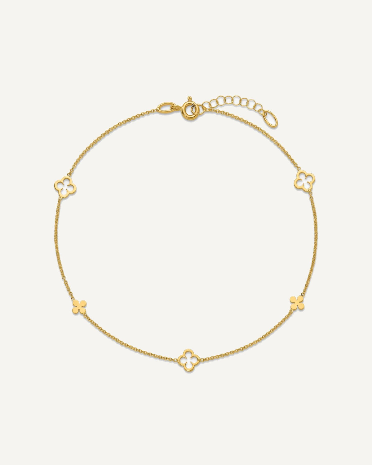 Leslie's 14K Polished Clover 9inch plus 1inch extender Anklet- Total 10 inches – View 4