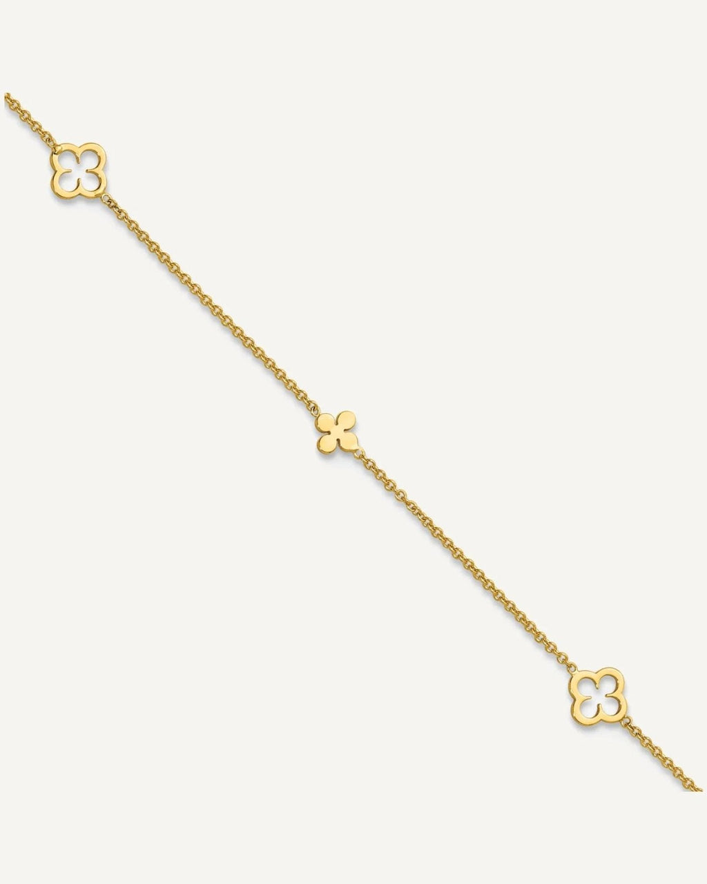 Leslie's 14K Polished Clover 9inch plus 1inch extender Anklet- Total 10 inches – View 1