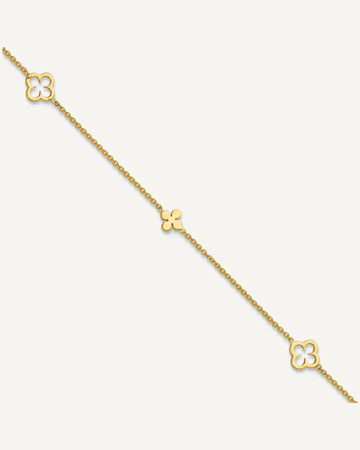 Leslie's 14K Polished Clover 9inch plus 1inch extender Anklet- Total 10 inches – View 1