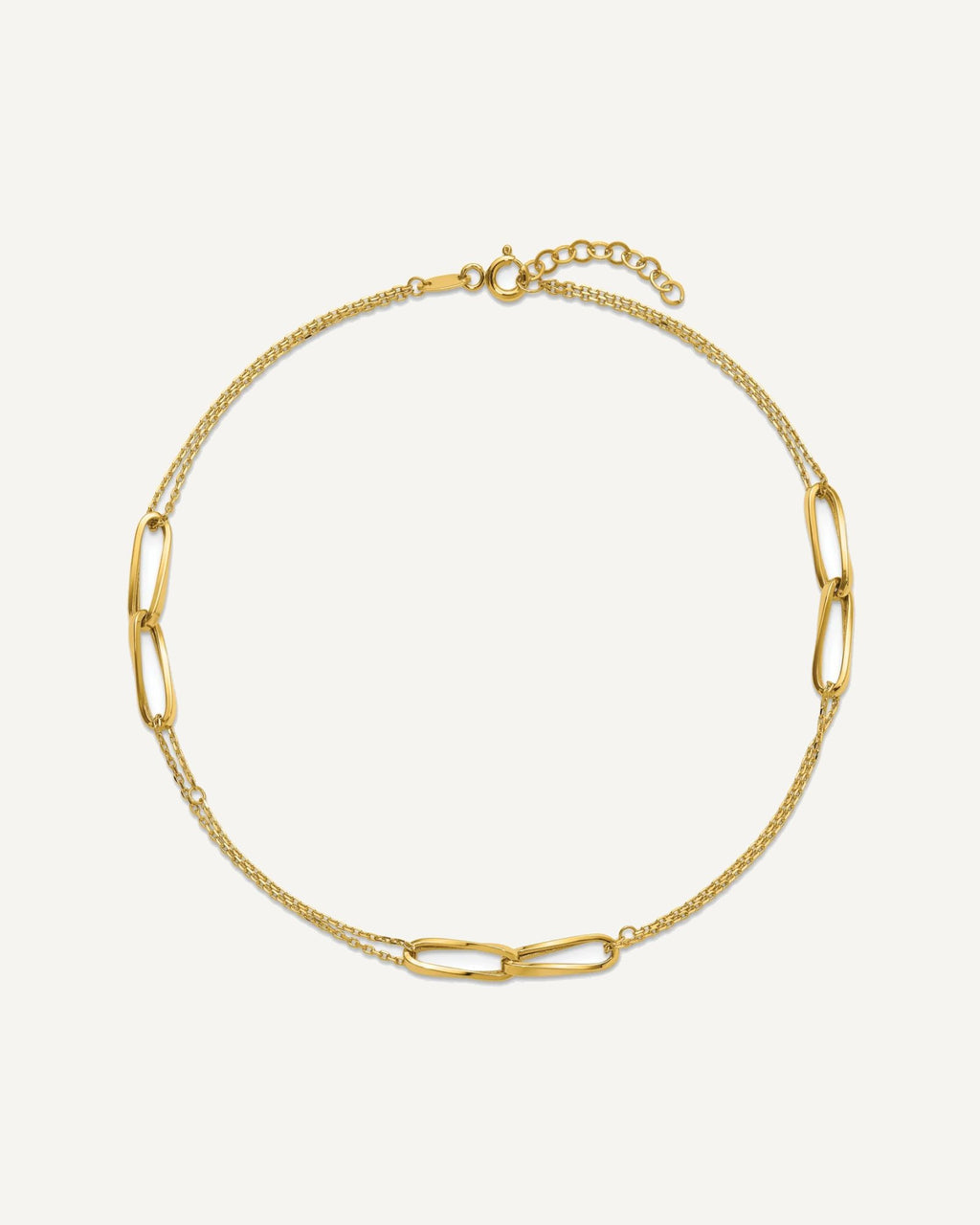 Leslie's 14K Polished 2-Strand Oval Links 10inch Plus 1inch extender Anklet- Total 11 inches – View 4