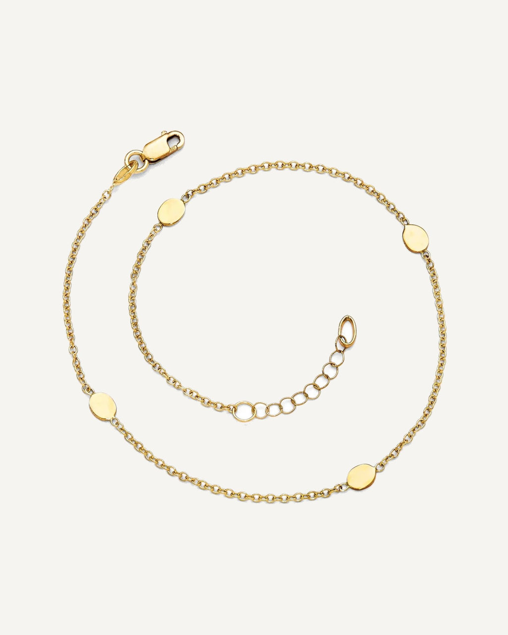 Leslie's 14K Oval Disc 4-Station 10 inch Plus 1 inch Extender - Total 11 inch Anklet – View 3