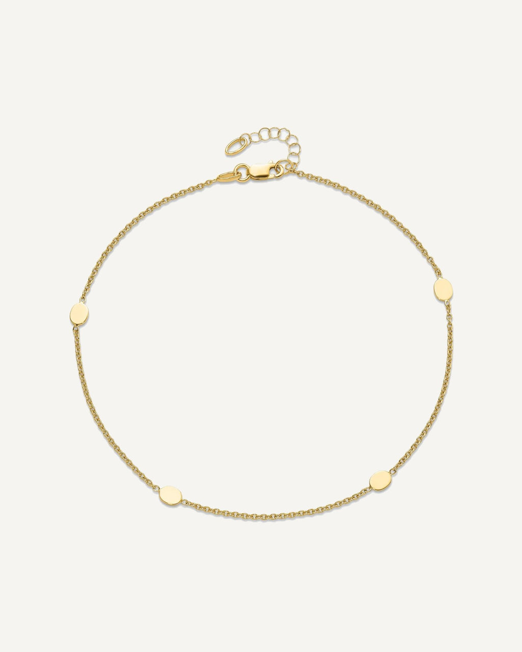 Leslie's 14K Oval Disc 4-Station 10 inch Plus 1 inch Extender - Total 11 inch Anklet – View 4