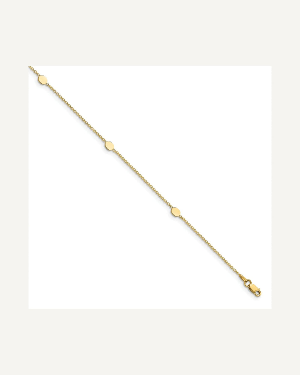 Leslie's 14K Oval Disc 4-Station 10 inch Plus 1 inch Extender - Total 11 inch Anklet – View 1