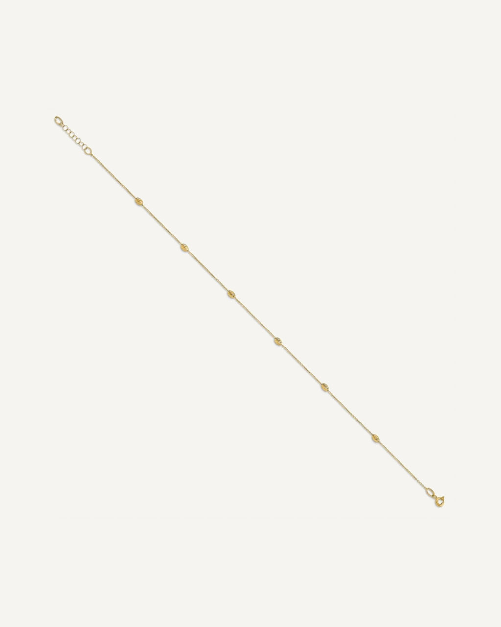 Leslie's 14K Diamond-cut Oval Beads 6-Station 10 inch Plus 1 inch Extender - Total 11 inch Anklet – View 2