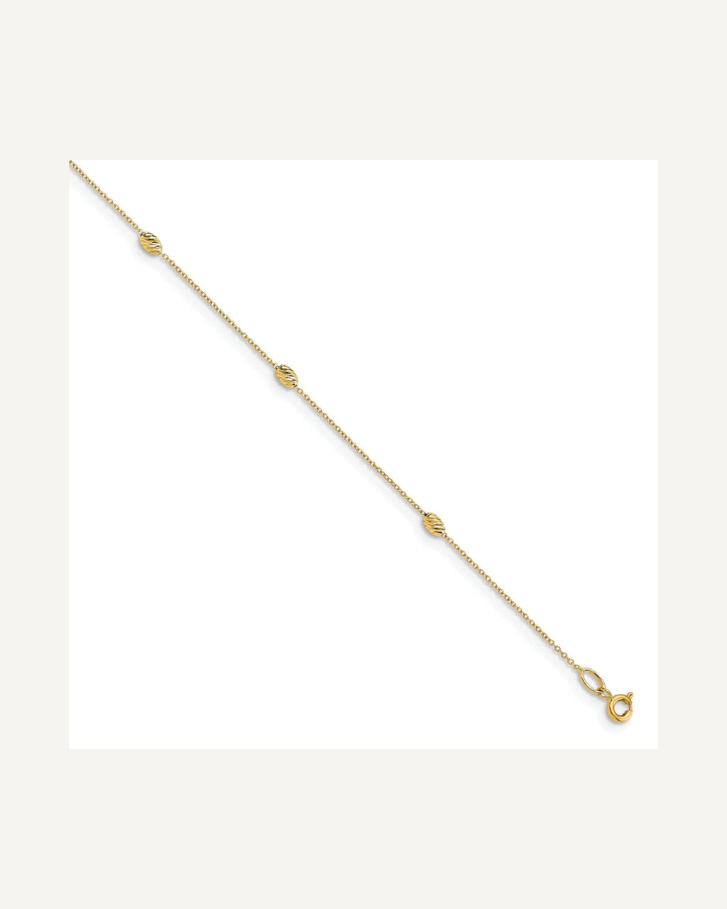 Leslie's 14K Diamond-cut Oval Beads 6-Station 10 inch Plus 1 inch Extender - Total 11 inch Anklet – View 1