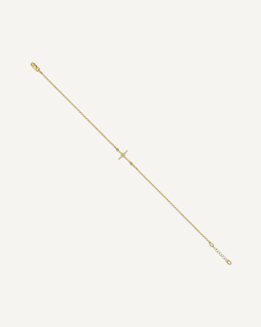 Leslie's 14K Polished CZ Cross 10 inch Anklet – View 2