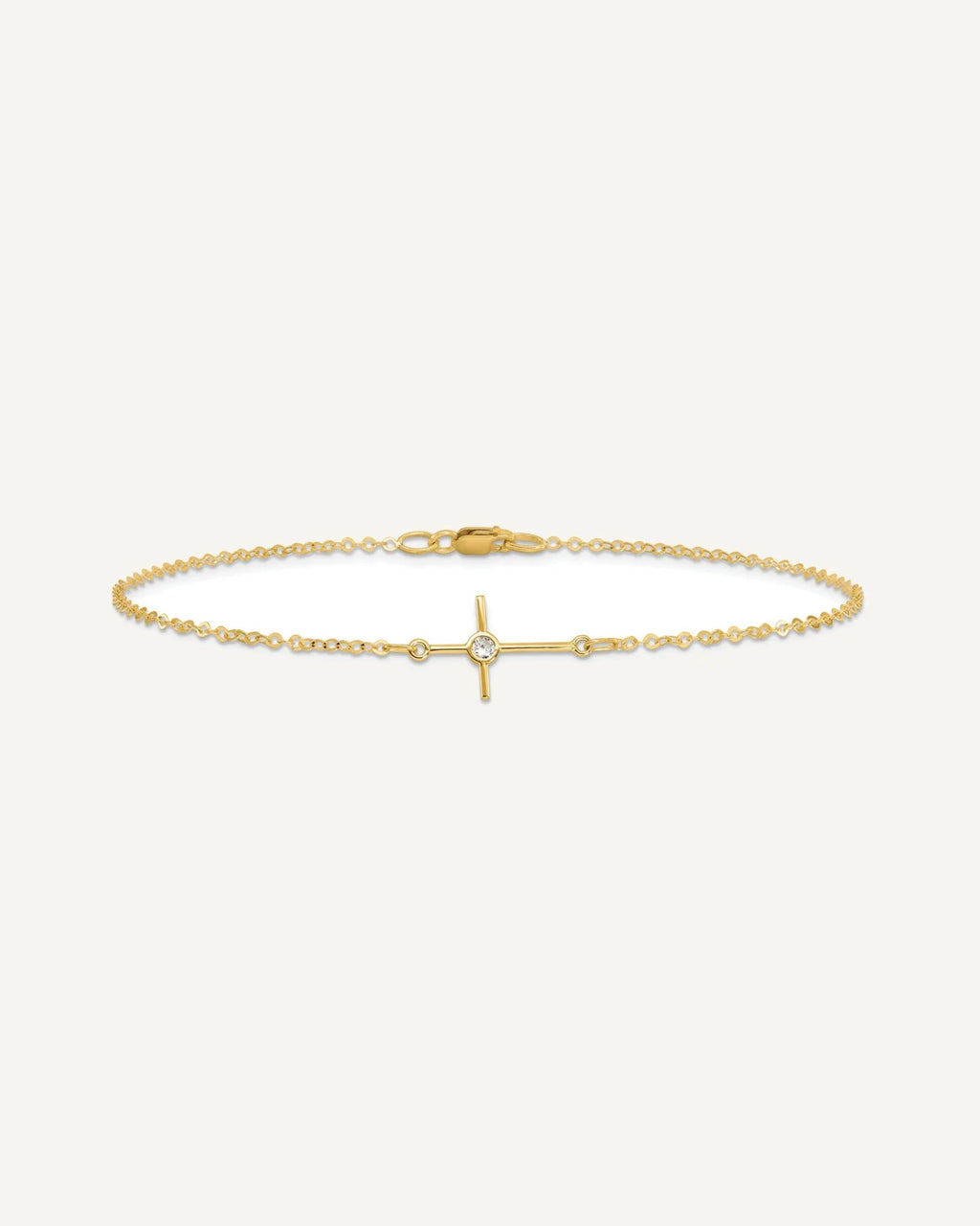 Leslie's 14K Polished CZ Cross 10 inch Anklet – View 3