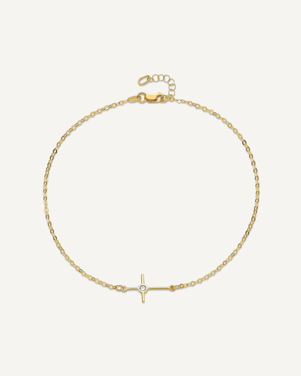 Leslie's 14K Polished CZ Cross 10 inch Anklet – View 4