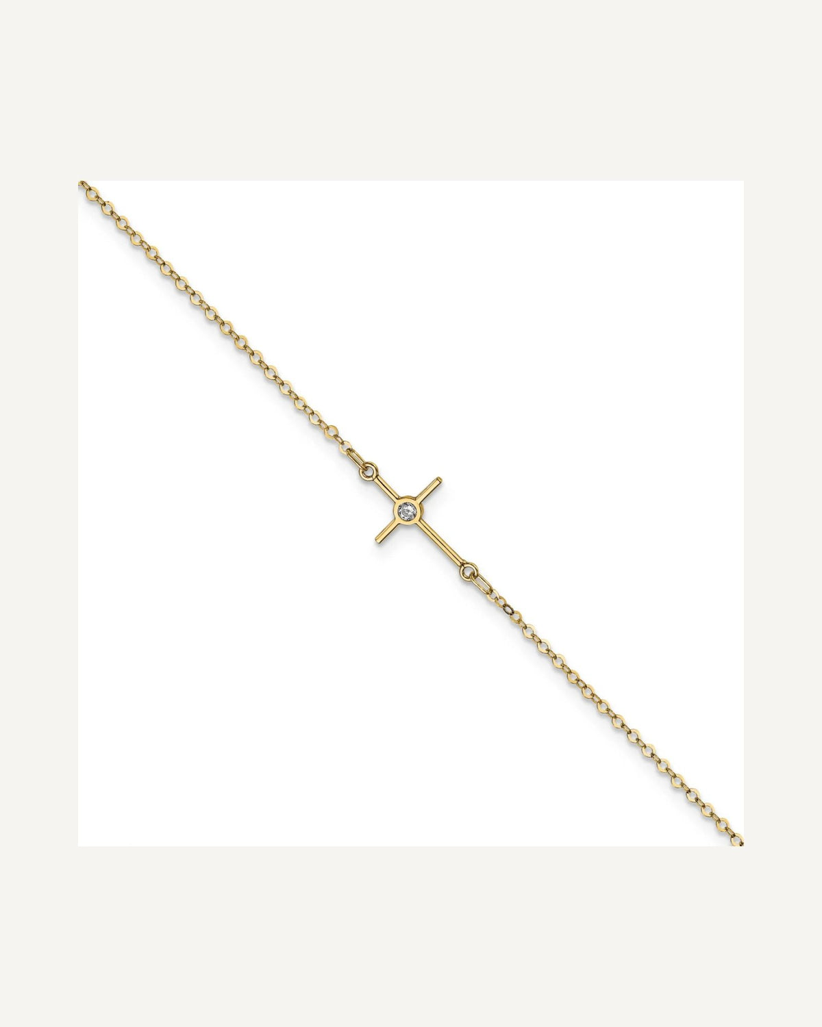 Leslie's 14K Polished CZ Cross 10 inch Anklet – View 1