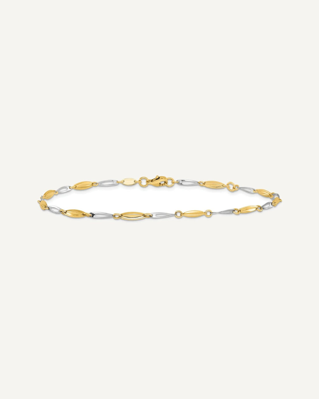 Leslie's 14K Two-tone Polished Fancy 9 inch Plus 1 inch Extender - Total 10 inch Anklet – View 3