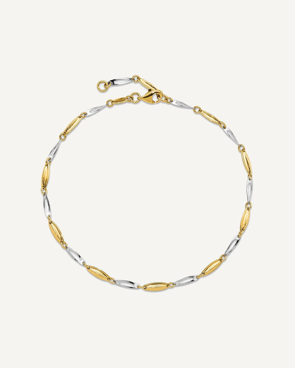 Leslie's 14K Two-tone Polished Fancy 9 inch Plus 1 inch Extender - Total 10 inch Anklet – View 5