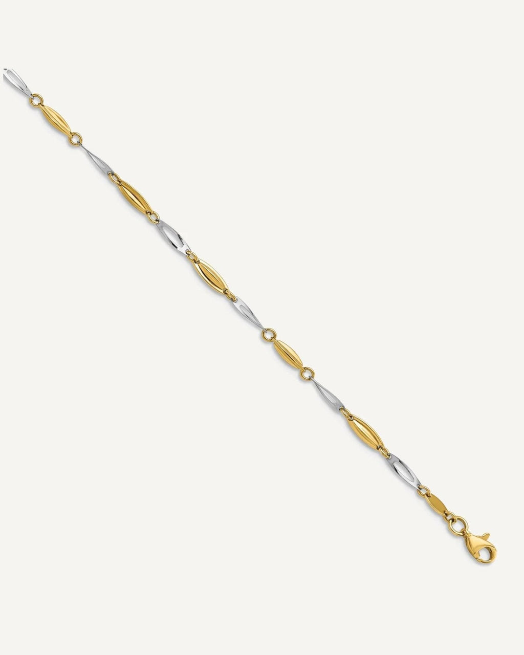 Leslie's 14K Two-tone Polished Fancy 9 inch Plus 1 inch Extender - Total 10 inch Anklet – View 1