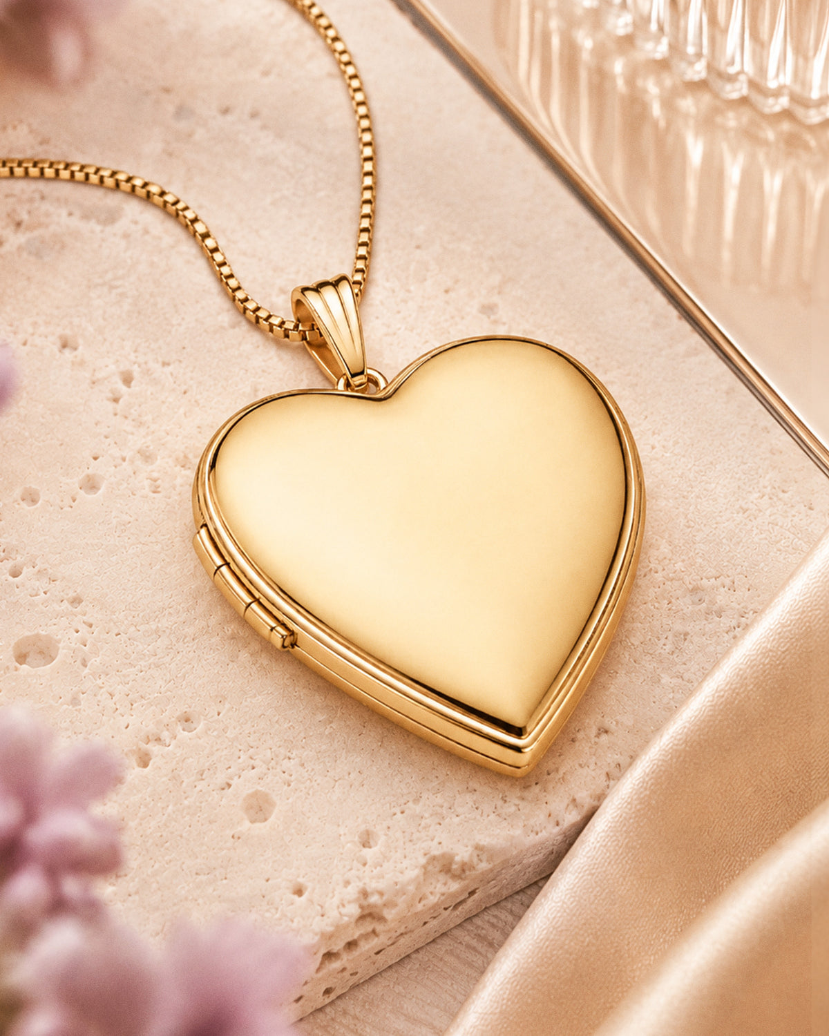 Solid 14k Yellow Gold Classic Heart Photo Locket - lifestyle