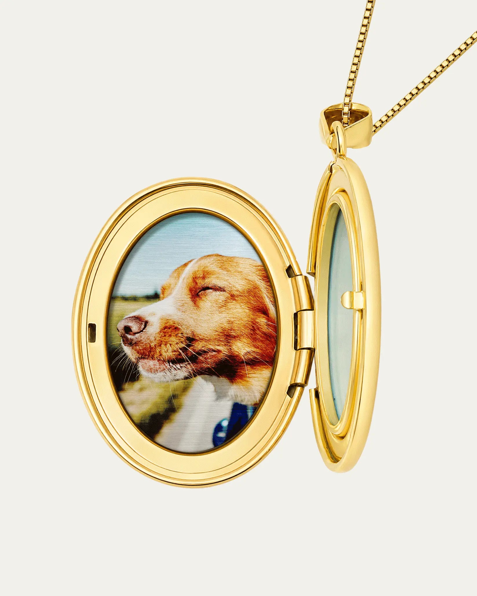 The locket shown open