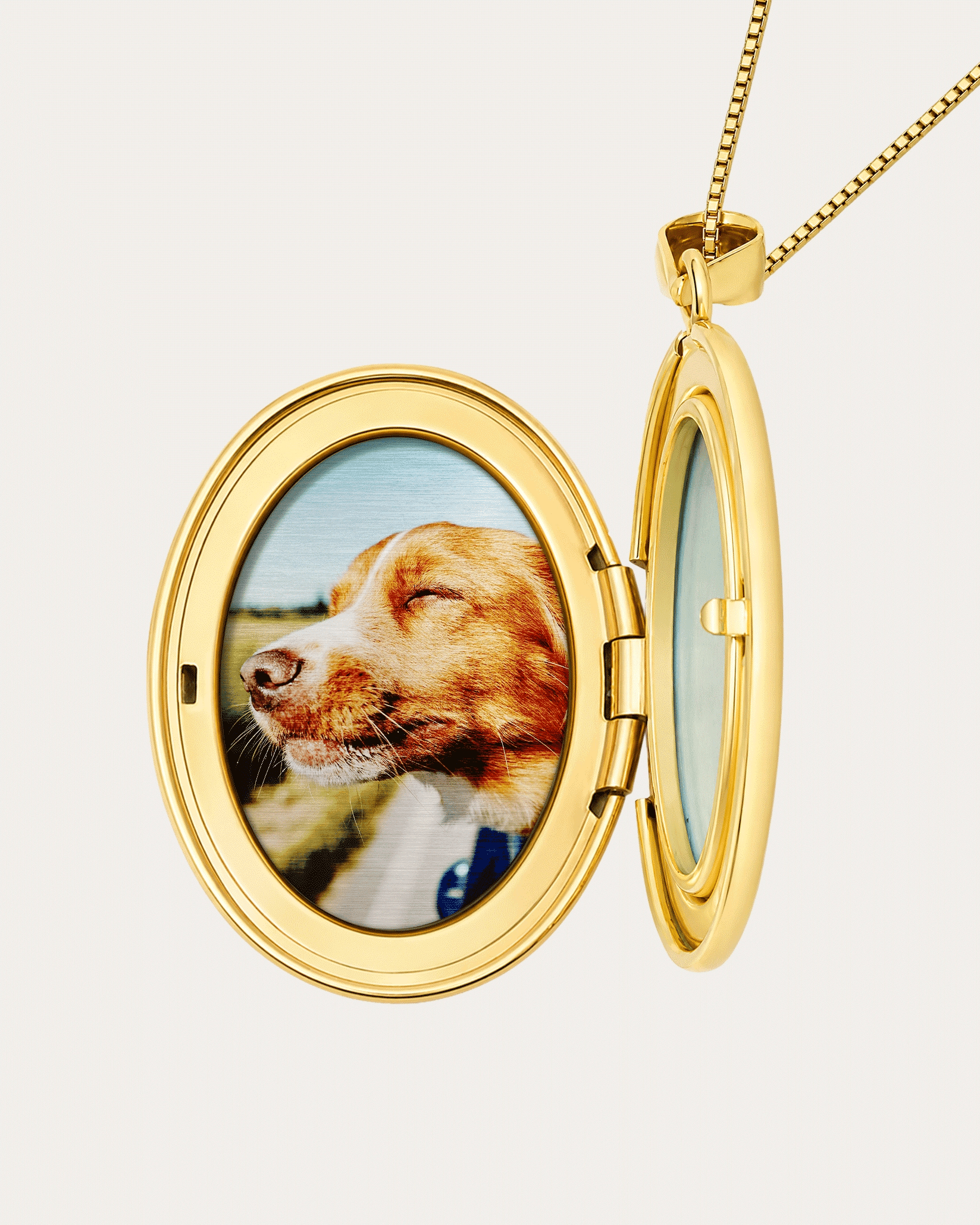 The locket shown open