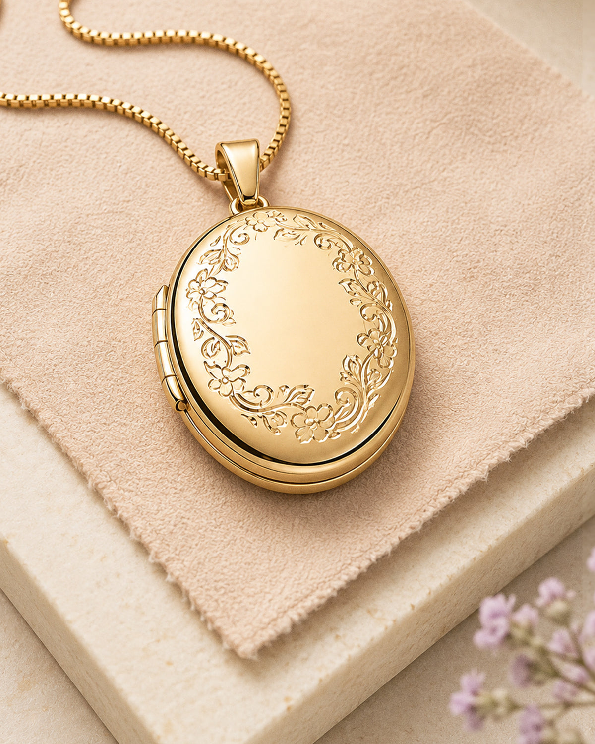 Solid 14k Yellow Gold Premium Weight Oval Photo Locket - lifestyle