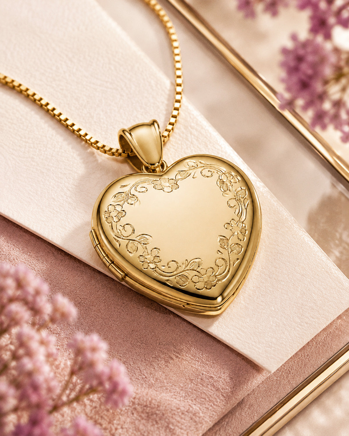 Solid 14k Yellow Gold Premium Weight Heart Photo Locket - lifestyle
