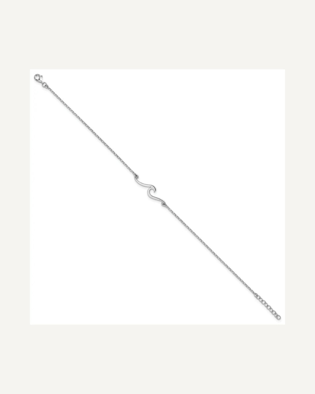 Sterling Silver Rhodium-plated Wave 9 inch Plus 1 inch Extender - Total 10 inch Anklet – View 2