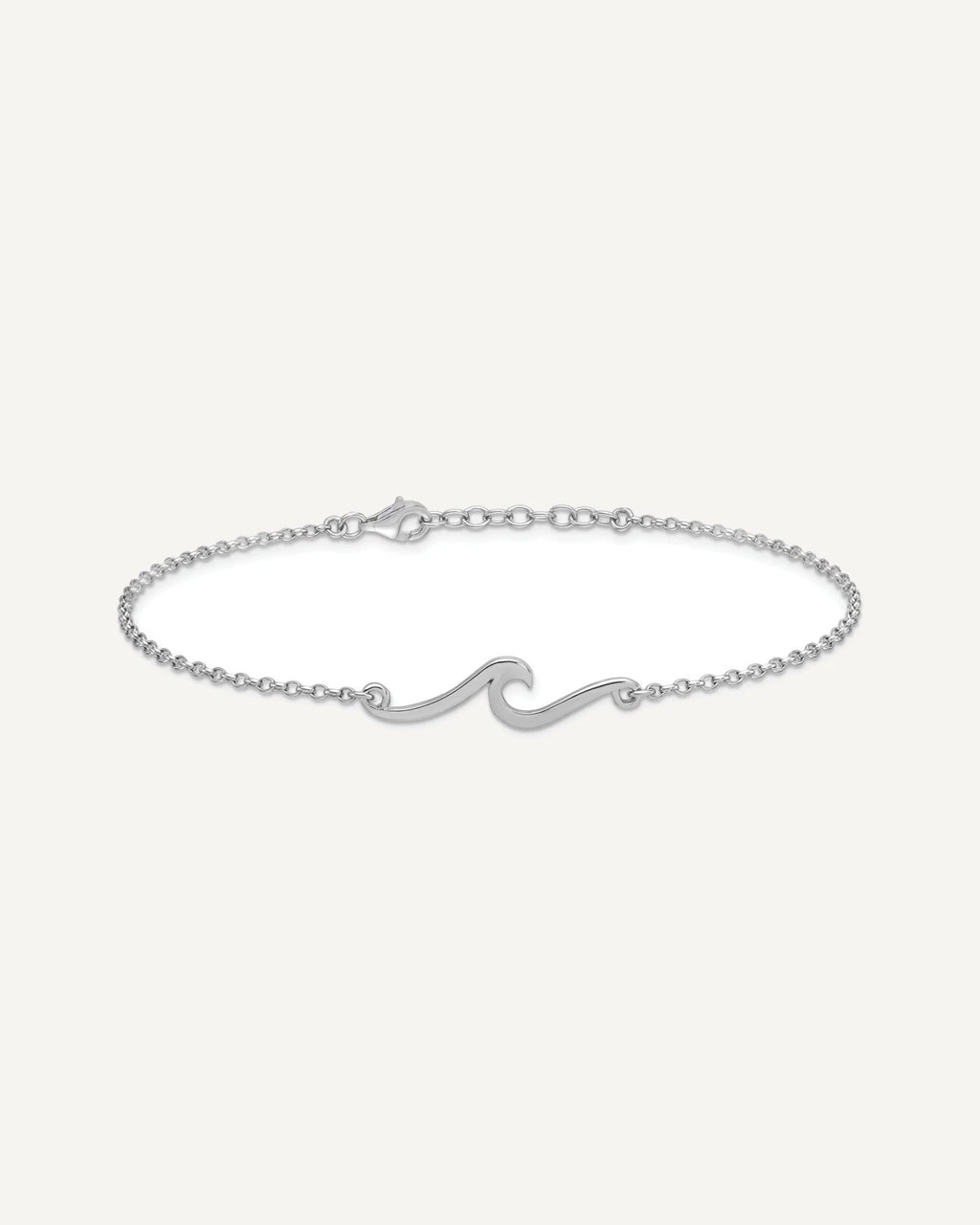 Sterling Silver Rhodium-plated Wave 9 inch Plus 1 inch Extender - Total 10 inch Anklet – View 3