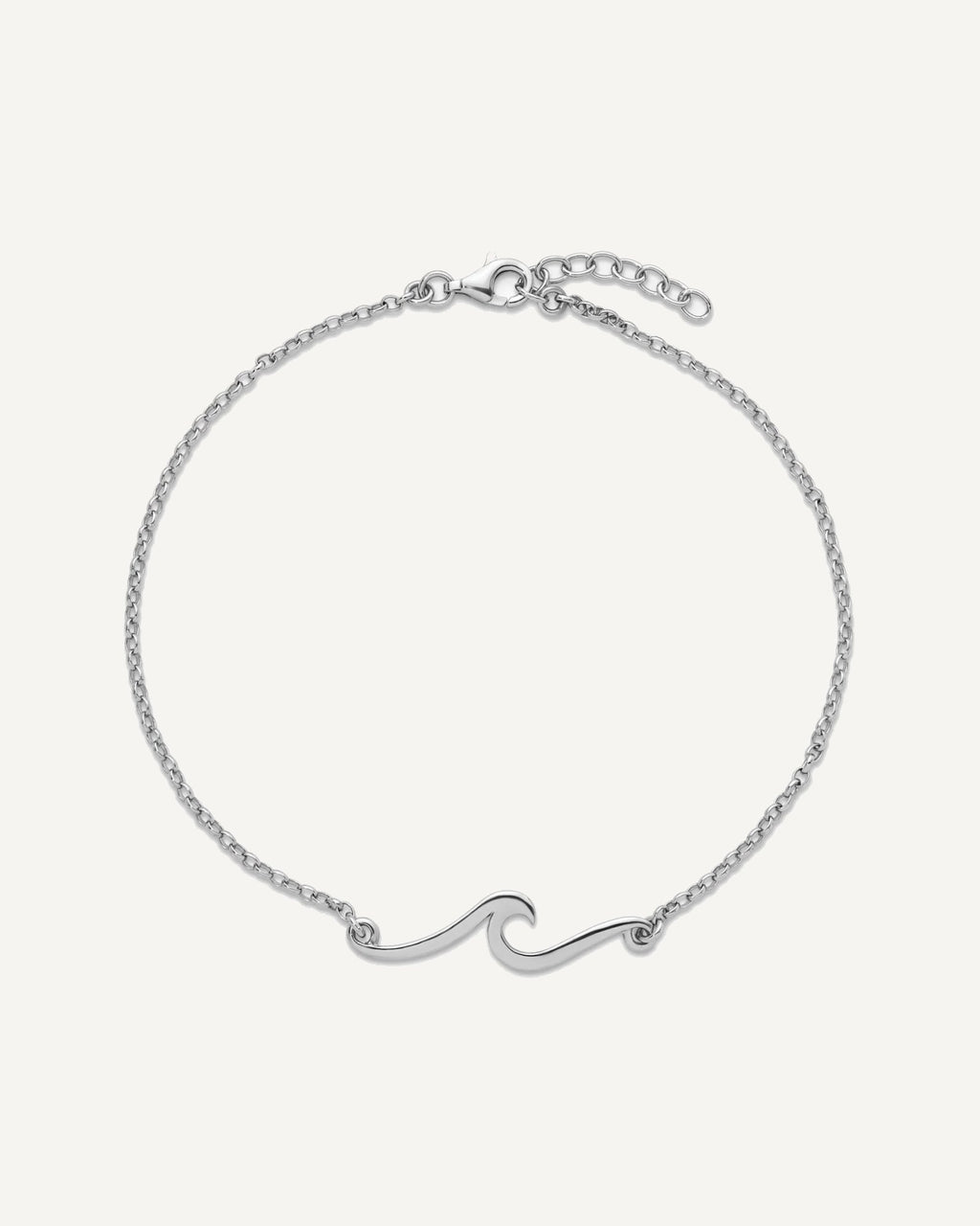Sterling Silver Rhodium-plated Wave 9 inch Plus 1 inch Extender - Total 10 inch Anklet – View 4