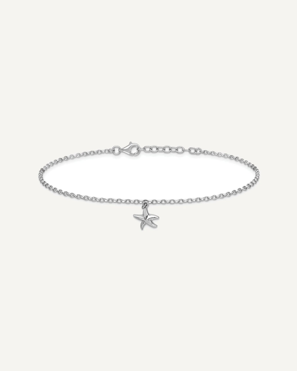 Sterling Silver Rhodium-plated Starfish Charm 9 inch Plus 1 inch Extender - Total 10 inch Anklet – View 3