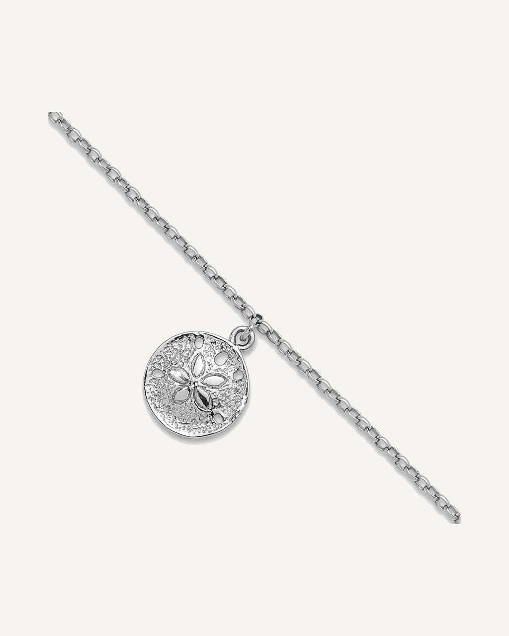 Sterling Silver Rhodium-Plated Sand Dollar Charm 9 inch Plus 1 inch Extender - Total 10 inch Anklet – View 1