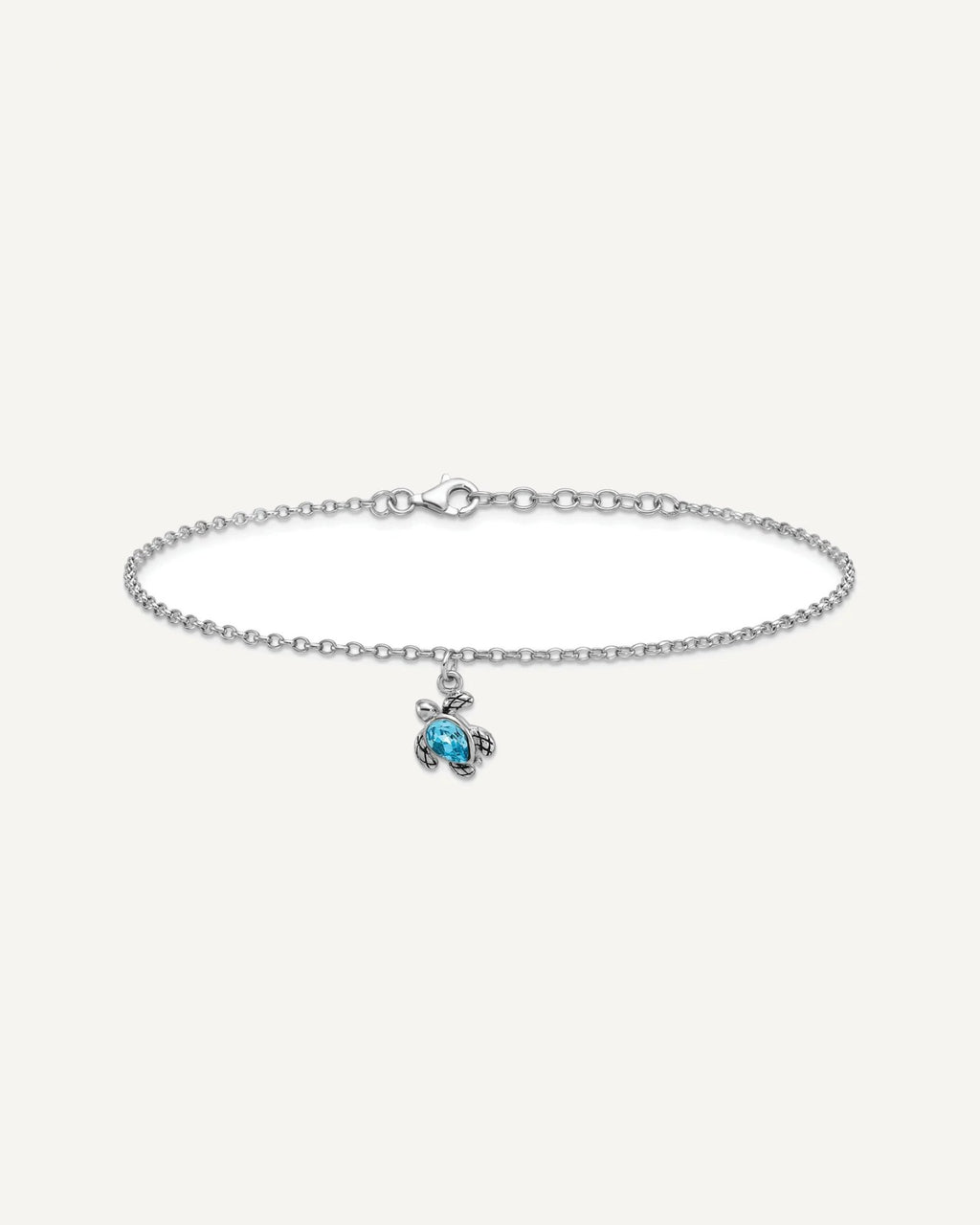 Sterling Silver Rhodium-plated Preciosa Crystal Turtle 9 inch Plus 1 inch Extender - Total 10 inch Anklet – View 3