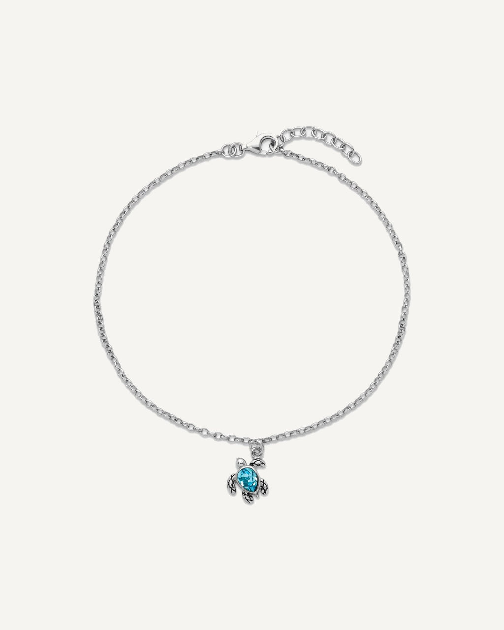 Sterling Silver Rhodium-plated Preciosa Crystal Turtle 9 inch Plus 1 inch Extender - Total 10 inch Anklet – View 4