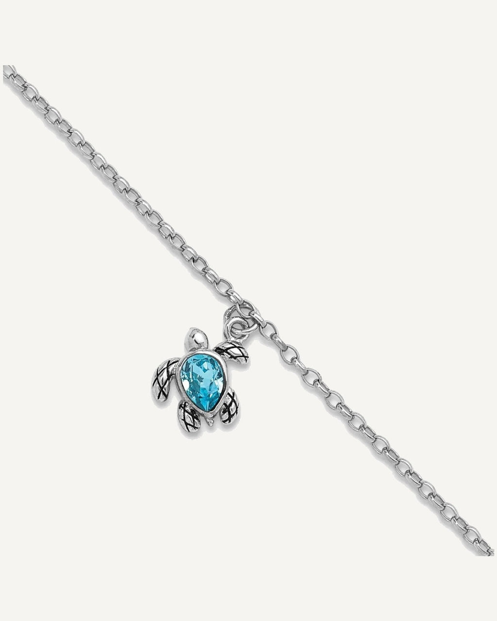 Sterling Silver Rhodium-plated Preciosa Crystal Turtle 9 inch Plus 1 inch Extender - Total 10 inch Anklet – View 1