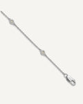 14k White Gold Complete 1/8 carat Bezel-set Diamond and Cable Chain 7-Station 9 inch Anklet – View 1