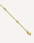14k Complete 1/8 carat Bezel-set Diamond and Cable Chain 7-Station 9 inch Anklet – View 1