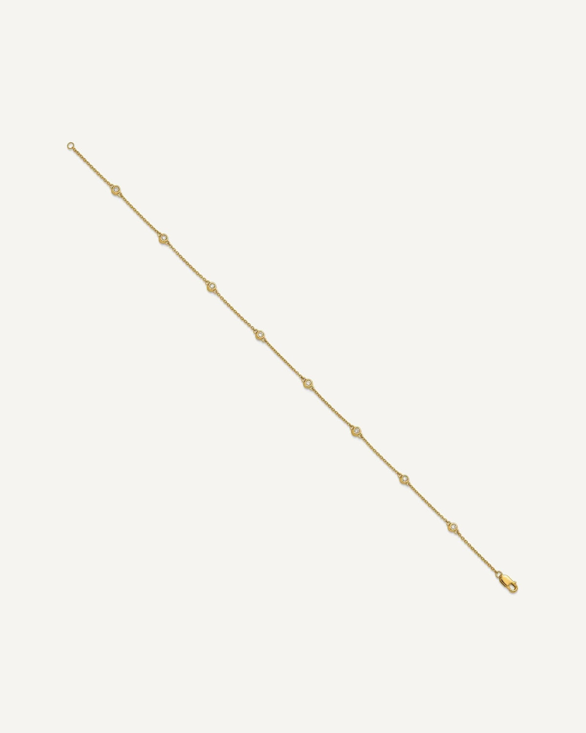 14k Complete 1/5 carat Bezel-set Diamond and Cable Chain 8-Station 9 inch Anklet – View 3