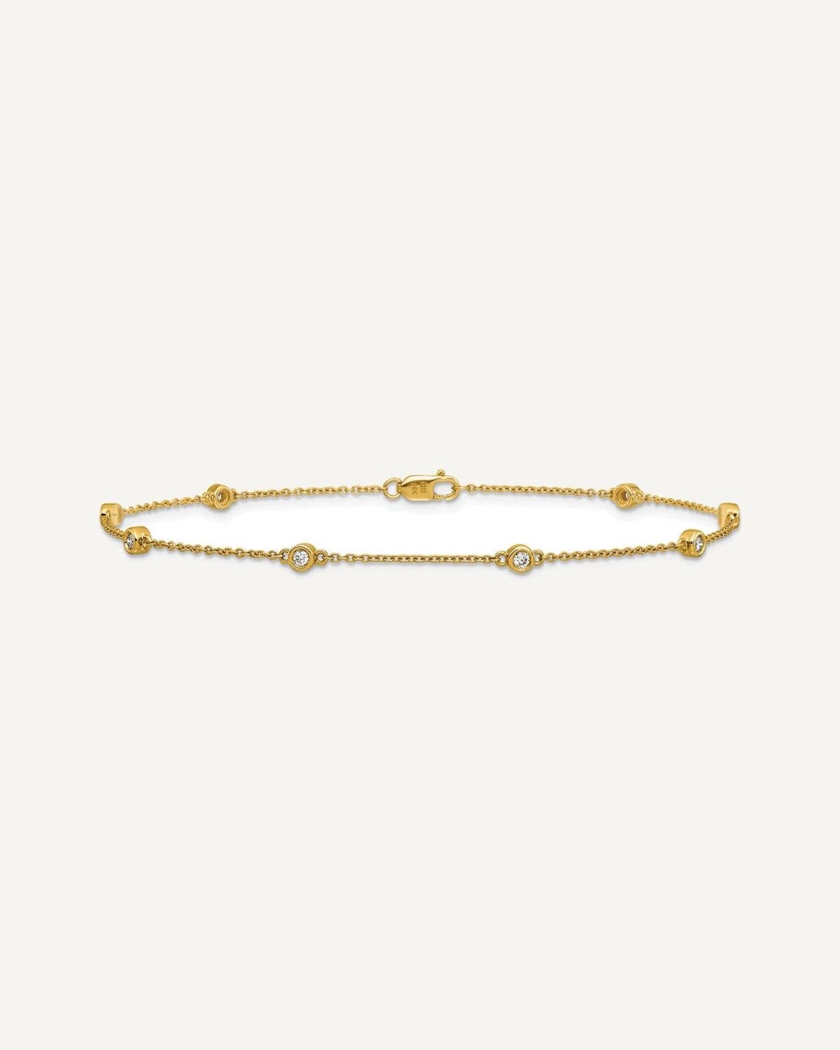14k Complete 1/5 carat Bezel-set Diamond and Cable Chain 8-Station 9 inch Anklet – View 4