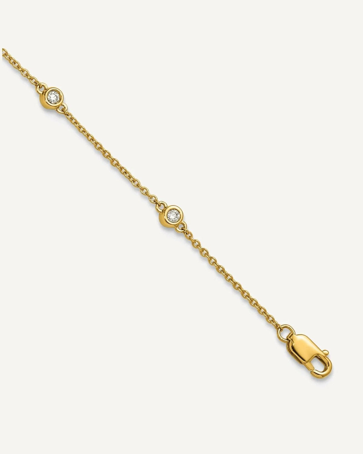 14k Complete 1/5 carat Bezel-set Diamond and Cable Chain 8-Station 9 inch Anklet – View 1