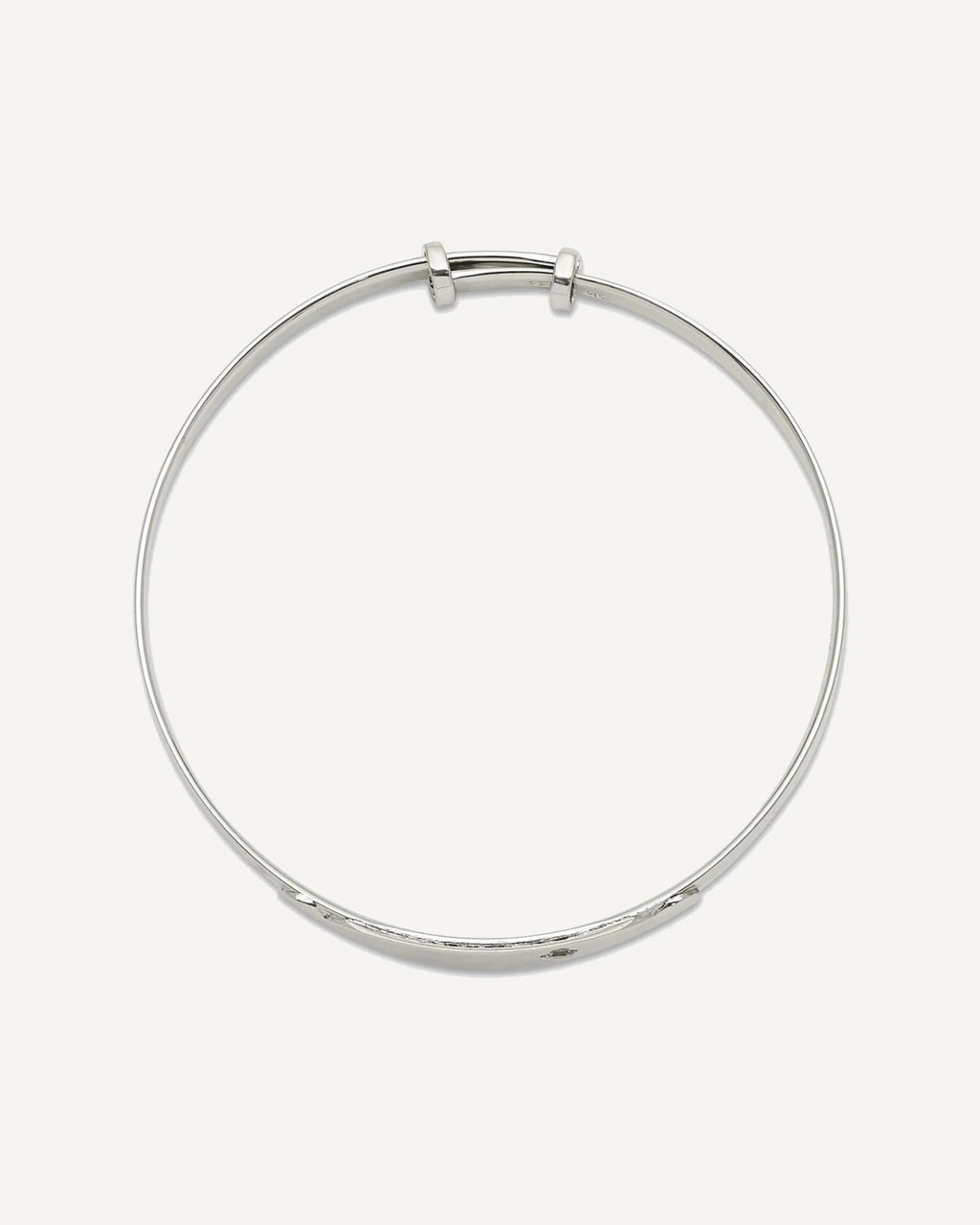 Sterling Silver Polished CZ ID Adjustable Baby Bangle Bracelet – View 2