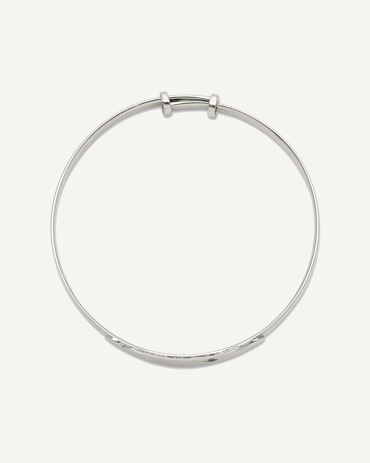 Sterling Silver Polished CZ ID Adjustable Baby Bangle Bracelet – View 2