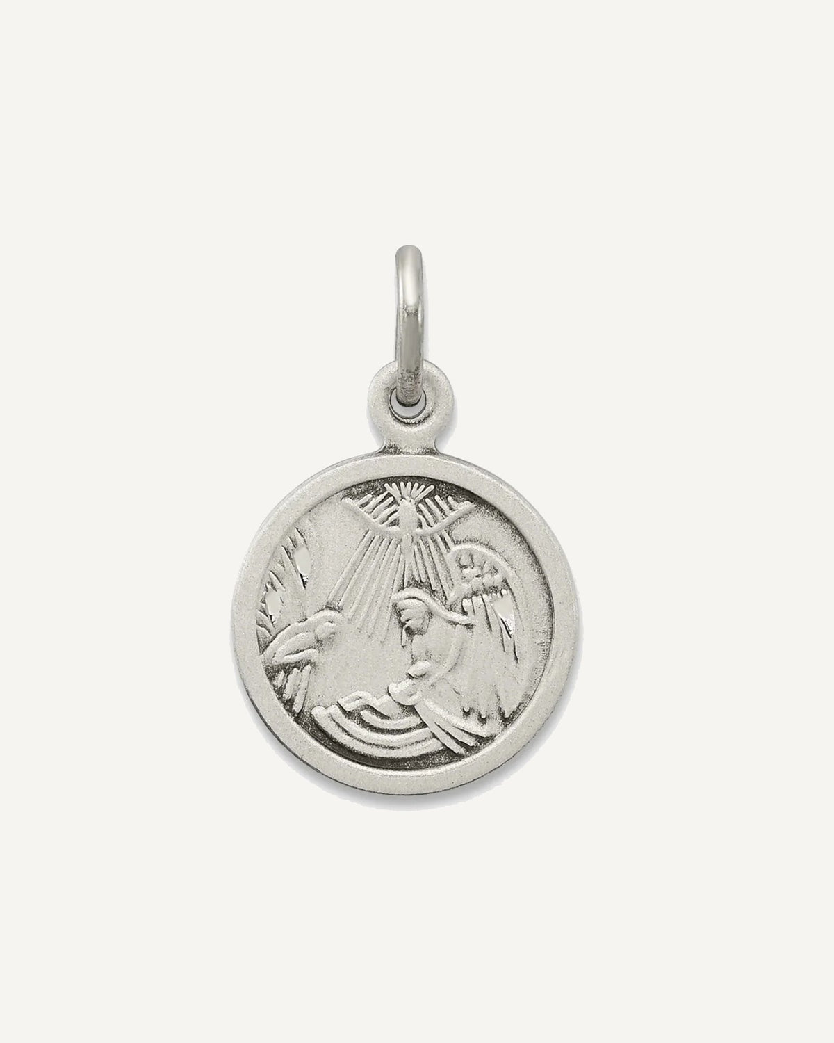 Sterling Silver Antiqued Baptism Medal – View 1