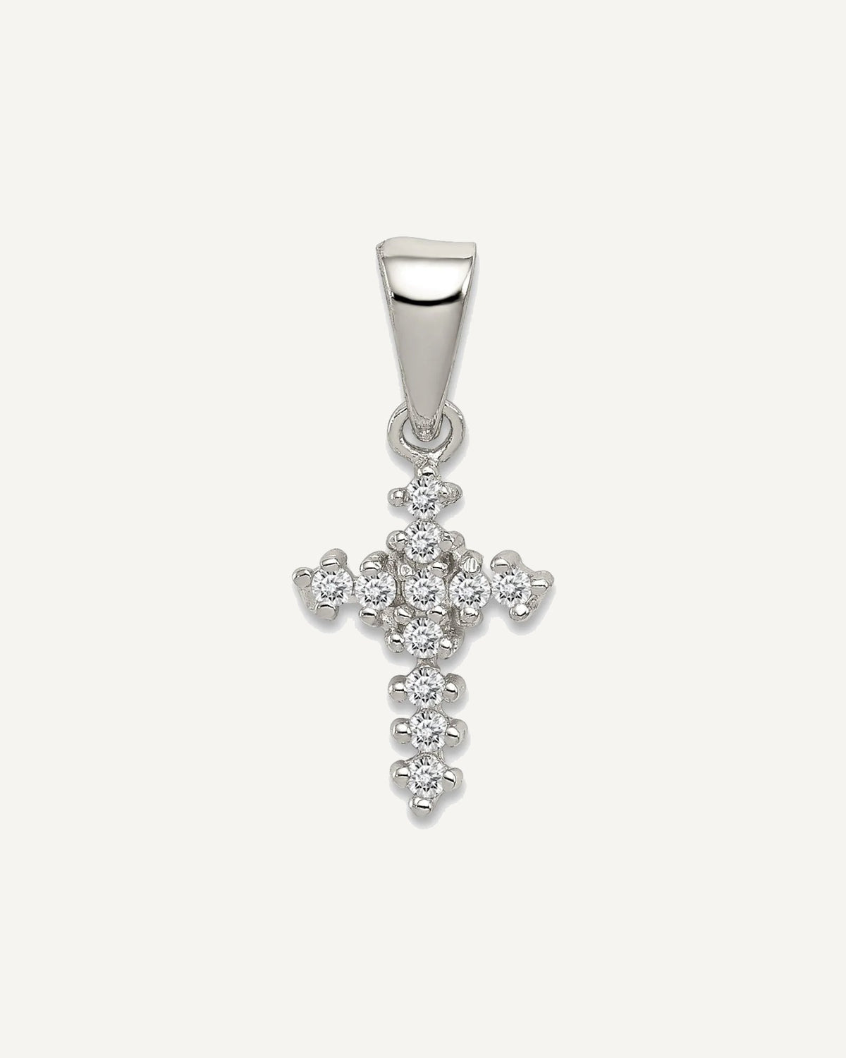 Sterling Silver Rhodium-plated CZ Cross Pendant – View 1
