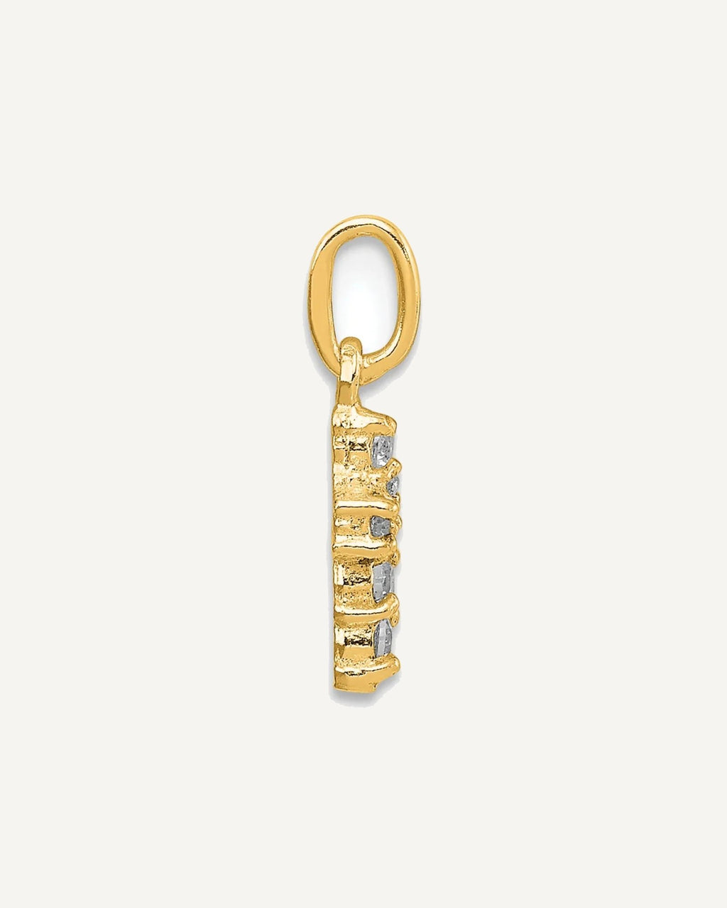 Sterling Silver 14K Gold-plated CZ Cross Petite Charm – View 2
