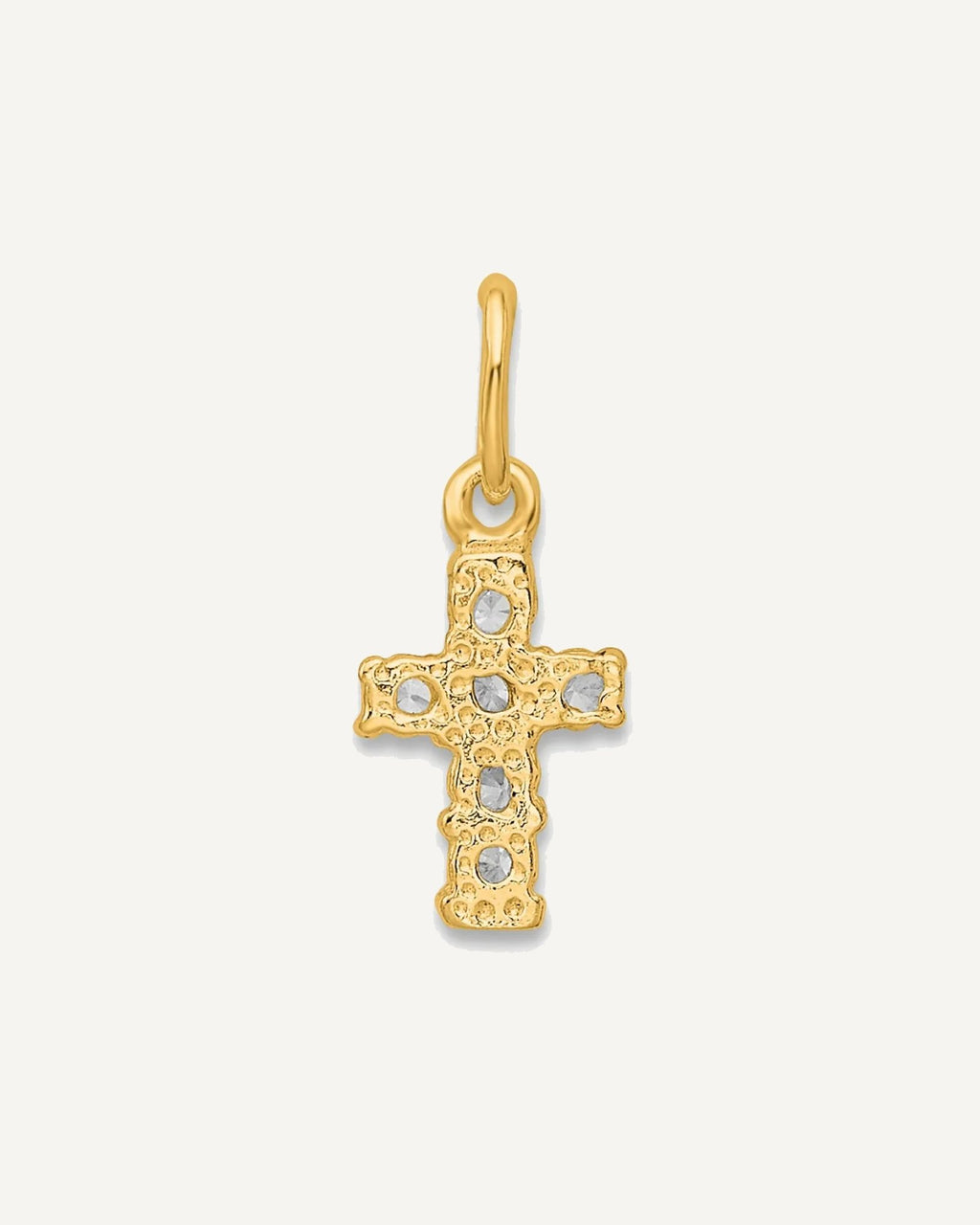 Sterling Silver 14K Gold-plated CZ Cross Petite Charm – View 3