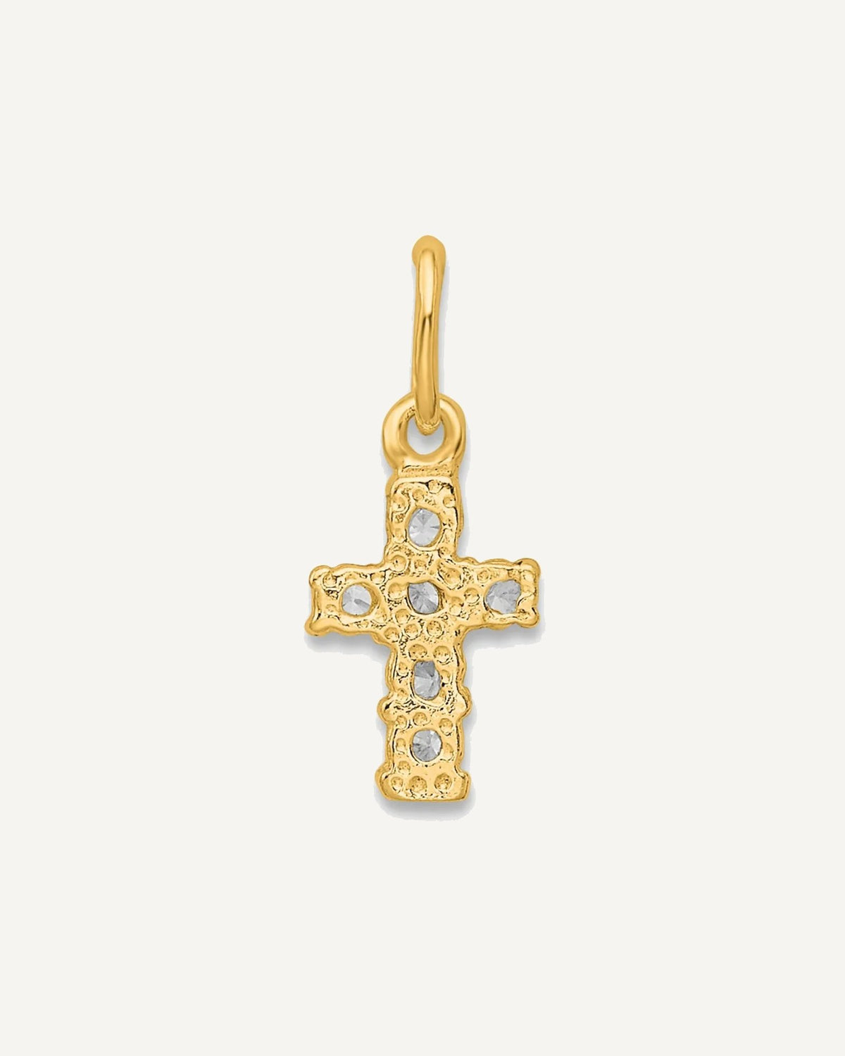 Sterling Silver 14K Gold-plated CZ Cross Petite Charm – View 3