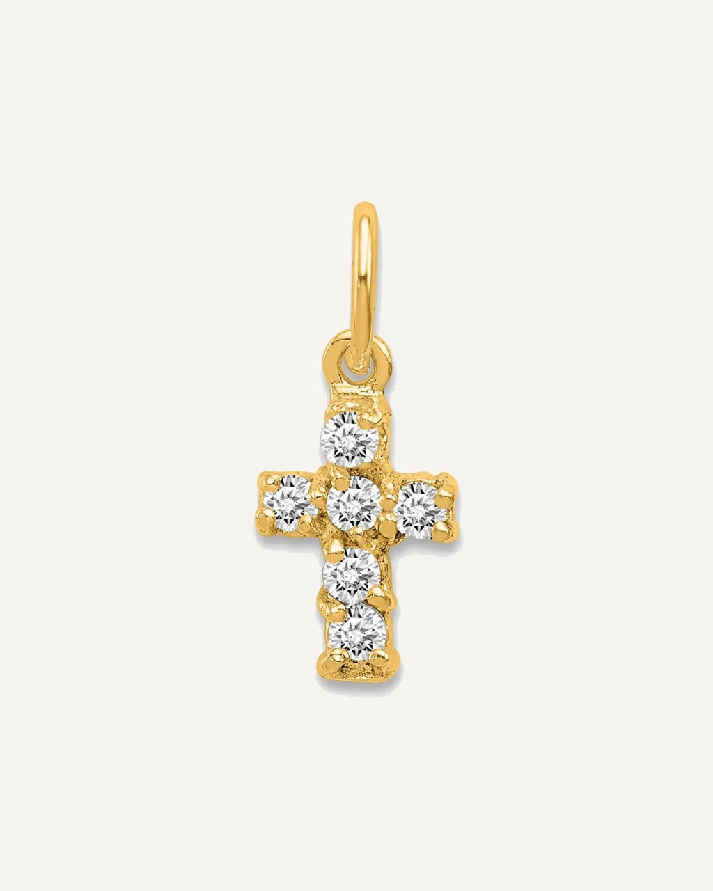 Sterling Silver 14K Gold-plated CZ Cross Petite Charm – View 1