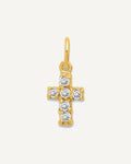 Sterling Silver 14K Gold-plated CZ Cross Petite Charm – View 1
