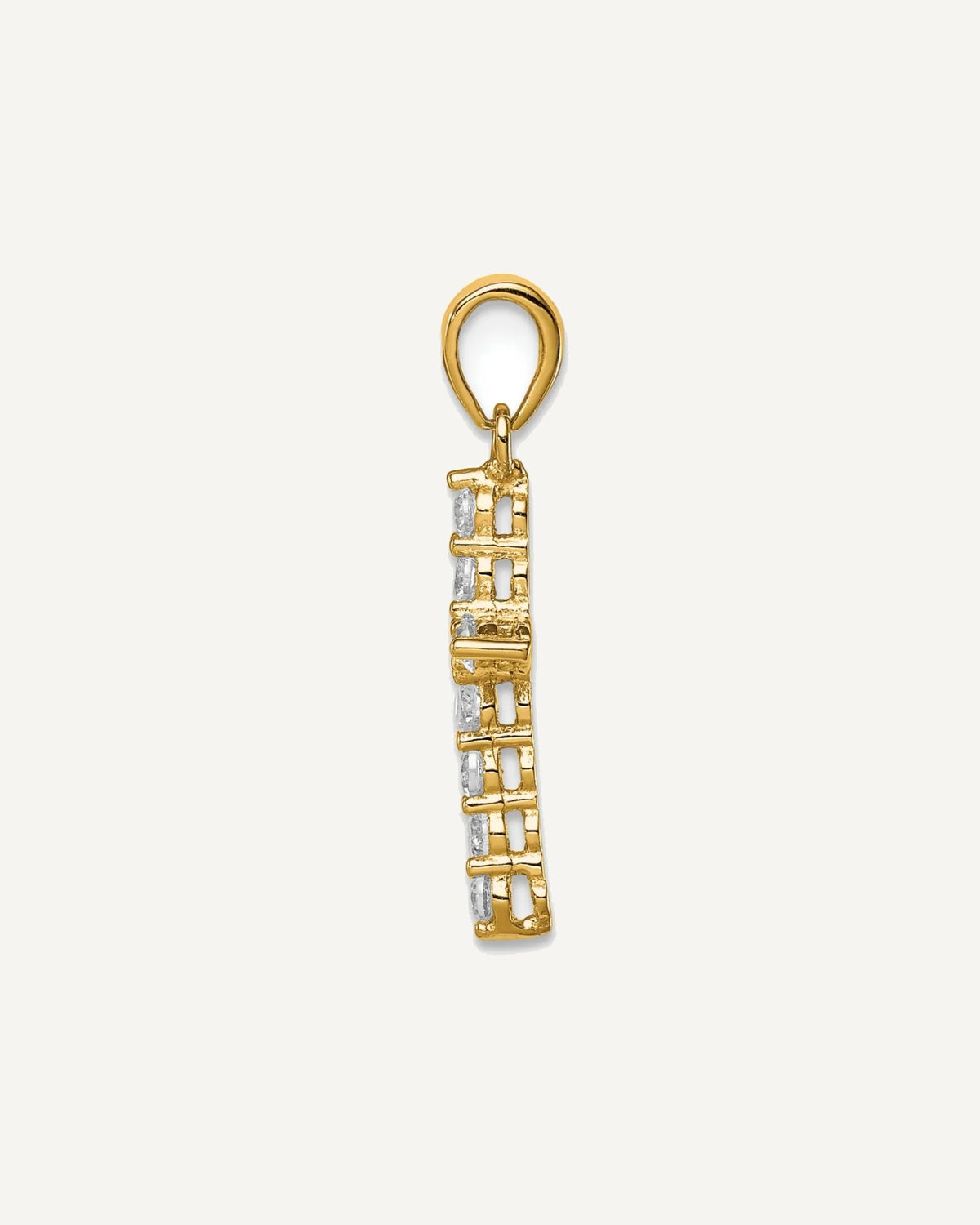 Sterling Silver Gold-plated CZ Cross Pendant – View 2